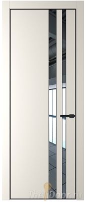 Дверь Profil Doors 20PE цвет Перламутр белый кромка Черный матовый RAL9005 стекло Зеркало