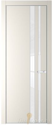 Дверь Profil Doors 20PE цвет Перламутр белый кромка Серебро стекло Lacobel лак Классик