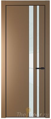 Дверь Profil Doors 20PE цвет Перламутр золото кромка Черный матовый RAL9005 стекло Lacobel Белый лак