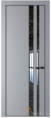 Дверь Profil Doors 20PE цвет Смоки (RAL 870-02) кромка Черный матовый RAL9005 стекло Лоран узор золото Дверь Profil Doors 20PE цвет Смоки (RAL 870-02) кромка Черный матовый RAL9005 стекло Лоран узор золото