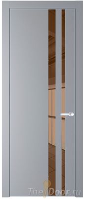 Дверь Profil Doors 20PE цвет Смоки (RAL 870-02) кромка Серебро стекло Зеркало Bronza
