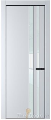 Дверь Profil Doors 20PE цвет Вайт (RAL 110 96 02) кромка Черный матовый RAL9005 стекло Lacobel Белый лак
