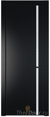 Дверь Profil Doors 21PE цвет Блэк кромка Черный матовый RAL9005 стекло Lacobel Белый лак