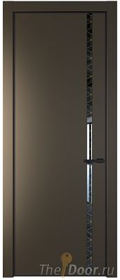 Дверь Profil Doors 21PE цвет Блэк кромка Черный матовый RAL9005 стекло Лоран узор золото
