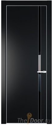 Дверь Profil Doors 21PE цвет Блэк кромка Серебро стекло Lacobel Черный лак