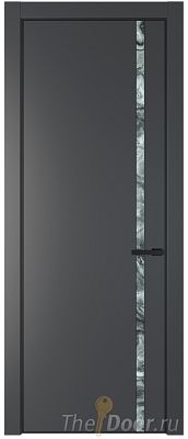 Дверь Profil Doors 21PE цвет Графит (Pantone 425С) кромка Черный матовый RAL9005 стекло Атриум серебро