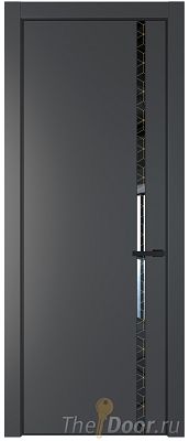 Дверь Profil Doors 21PE цвет Графит (Pantone 425С) кромка Черный матовый RAL9005 стекло Лоран узор золото
