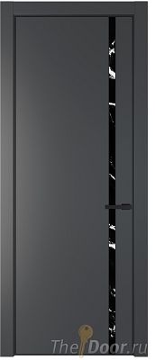 Дверь Profil Doors 21PE цвет Графит (Pantone 425С) кромка Черный матовый RAL9005 стекло Нефи черный узор серебро