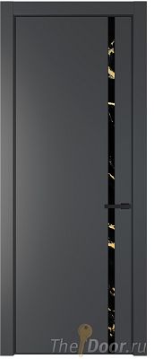 Дверь Profil Doors 21PE цвет Графит (Pantone 425С) кромка Черный матовый RAL9005 стекло Нефи черный узор золото