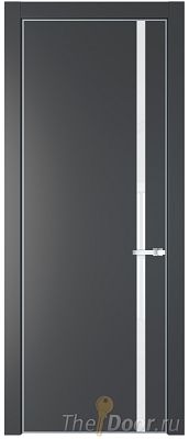 Дверь Profil Doors 21PE цвет Графит (Pantone 425С) кромка Серебро стекло Lacobel лак Классик