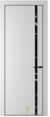 Дверь Profil Doors 21PE цвет Крем Вайт (RAL 120-02) кромка Черный матовый RAL9005 стекло Нефи черный узор золото