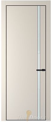 Дверь Profil Doors 21PE цвет Кремовая Магнолия (RAL 120-04) кромка Черный матовый RAL9005 стекло Lacobel Белый лак