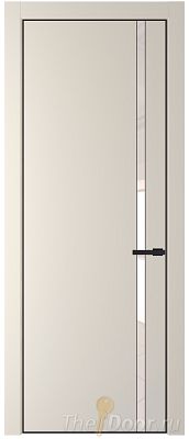 Дверь Profil Doors 21PE цвет Кремовая Магнолия (RAL 120-04) кромка Черный матовый RAL9005 стекло Lacobel Перламутровый лак