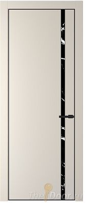 Дверь Profil Doors 21PE цвет Кремовая Магнолия (RAL 120-04) кромка Черный матовый RAL9005 стекло Нефи черный узор серебро