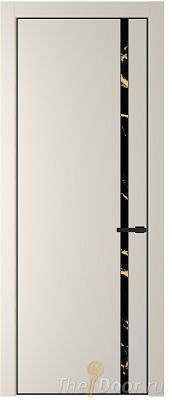 Дверь Profil Doors 21PE цвет Кремовая Магнолия (RAL 120-04) кромка Черный матовый RAL9005 стекло Нефи черный узор золото