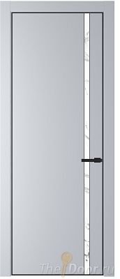 Дверь Profil Doors 21PE цвет Лайт Грей (RAL 870-01) кромка Черный матовый RAL9005 стекло Нефи белый узор серебро