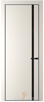 Дверь Profil Doors 21PE цвет Перламутр белый кромка Черный матовый RAL9005 стекло Неро мрамор