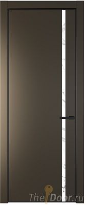 Дверь Profil Doors 21PE цвет Перламутр бронза кромка Черный матовый RAL9005 стекло Нефи белый узор серебро