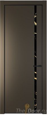 Дверь Profil Doors 21PE цвет Перламутр бронза кромка Черный матовый RAL9005 стекло Нефи черный узор золото