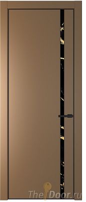 Дверь Profil Doors 21PE цвет Перламутр золото кромка Черный матовый RAL9005 стекло Нефи черный узор золото