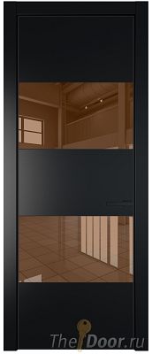 Дверь Profil Doors 22PE цвет Блэк кромка Черный матовый RAL9005 стекло Зеркало Bronza