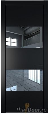 Дверь Profil Doors 22PE цвет Блэк кромка Черный матовый RAL9005 стекло Зеркало