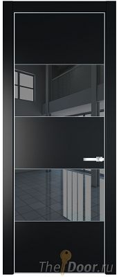 Дверь Profil Doors 22PE цвет Блэк кромка Серебро стекло Зеркало Grey