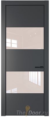 Дверь Profil Doors 22PE цвет Графит (Pantone 425С) кромка Черный матовый RAL9005 стекло Lacobel Перламутровый лак Дверь Profil Doors 22PE цвет Графит (Pantone 425С) кромка Черный матовый RAL9005 стекло Lacobel Перламутровый лак