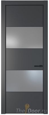 Дверь Profil Doors 22PE цвет Графит (Pantone 425С) кромка Черный матовый RAL9005 стекло Lacobel Серебро Матлак Дверь Profil Doors 22PE цвет Графит (Pantone 425С) кромка Черный матовый RAL9005 стекло Lacobel Серебро Матлак