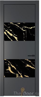 Дверь Profil Doors 22PE цвет Графит (Pantone 425С) кромка Черный матовый RAL9005 стекло Нефи черный узор золото Дверь Profil Doors 22PE цвет Графит (Pantone 425С) кромка Черный матовый RAL9005 стекло Нефи черный узор золото