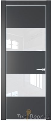Дверь Profil Doors 22PE цвет Графит (Pantone 425С) кромка Серебро стекло Lacobel лак Классик