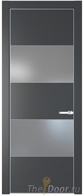 Дверь Profil Doors 22PE цвет Графит (Pantone 425С) кромка Серебро стекло Lacobel Серебро Матлак