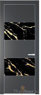 Дверь Profil Doors 22PE цвет Графит (Pantone 425С) кромка Серебро стекло Нефи черный узор золото