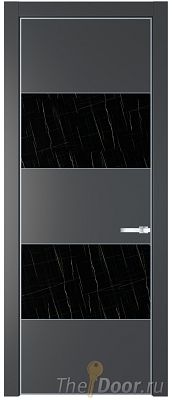 Дверь Profil Doors 22PE цвет Графит (Pantone 425С) кромка Серебро стекло Неро мрамор