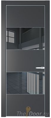 Дверь Profil Doors 22PE цвет Графит (Pantone 425С) кромка Серебро стекло Зеркало Grey