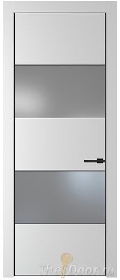 Дверь Profil Doors 22PE цвет Крем Вайт (RAL 120-02) кромка Черный матовый RAL9005 стекло Lacobel Серебро Матлак