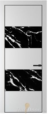 Дверь Profil Doors 22PE цвет Крем Вайт (RAL 120-02) кромка Черный матовый RAL9005 стекло Нефи черный узор серебро