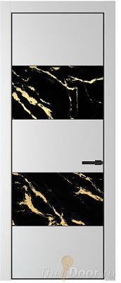 Дверь Profil Doors 22PE цвет Крем Вайт (RAL 120-02) кромка Черный матовый RAL9005 стекло Нефи черный узор золото