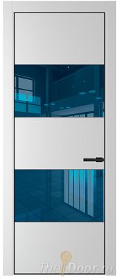 Дверь Profil Doors 22PE цвет Крем Вайт (RAL 120-02) кромка Черный матовый RAL9005 стекло Зеркало Blue