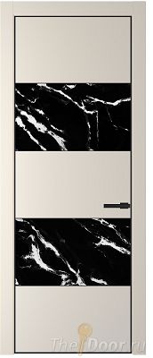 Дверь Profil Doors 22PE цвет Кремовая Магнолия (RAL 120-04) кромка Черный матовый RAL9005 стекло Нефи черный узор серебро