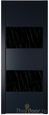 Дверь Profil Doors 22PE цвет Нэви Блу (RAL 7016) кромка Черный матовый RAL9005 стекло Неро мрамор