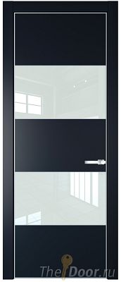 Дверь Profil Doors 22PE цвет Нэви Блу (RAL 7016) кромка Серебро стекло Lacobel Белый лак Дверь Profil Doors 22PE цвет Нэви Блу (RAL 7016) кромка Серебро стекло Lacobel Белый лак
