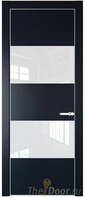 Дверь Profil Doors 22PE цвет Нэви Блу (RAL 7016) кромка Серебро стекло Lacobel лак Классик Дверь Profil Doors 22PE цвет Нэви Блу (RAL 7016) кромка Серебро стекло Lacobel лак Классик