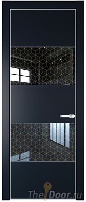 Дверь Profil Doors 22PE цвет Нэви Блу (RAL 7016) кромка Серебро стекло Лоран узор золото Дверь Profil Doors 22PE цвет Нэви Блу (RAL 7016) кромка Серебро стекло Лоран узор золото