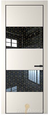 Дверь Profil Doors 22PE цвет Перламутр белый кромка Черный матовый RAL9005 стекло Лоран узор золото Дверь Profil Doors 22PE цвет Перламутр белый кромка Черный матовый RAL9005 стекло Лоран узор золото