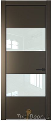 Дверь Profil Doors 22PE цвет Перламутр бронза кромка Черный матовый RAL9005 стекло Lacobel Белый лак