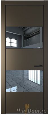 Дверь Profil Doors 22PE цвет Перламутр бронза кромка Черный матовый RAL9005 стекло Зеркало