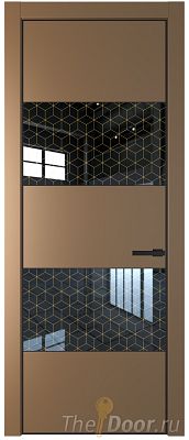 Дверь Profil Doors 22PE цвет Перламутр золото кромка Черный матовый RAL9005 стекло Лоран узор золото