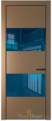 Дверь Profil Doors 22PE цвет Перламутр золото кромка Черный матовый RAL9005 стекло Зеркало Blue