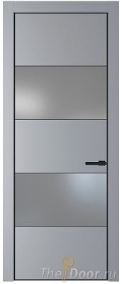 Дверь Profil Doors 22PE цвет Смоки (RAL 870-02) кромка Черный матовый RAL9005 стекло Lacobel Серебро Матлак